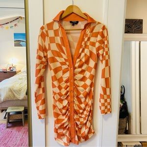 Orange and yellow checkered mini dress🧡